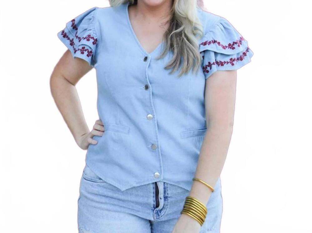 NEW LAYERZ CLOTHING karly maroon bloom top in blue